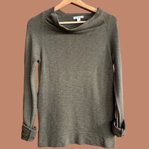 James Perse Olive Cowl Neck - Size 1/Small. Effortless Chic Meets Cozy Comfort - Picture 2 of 5